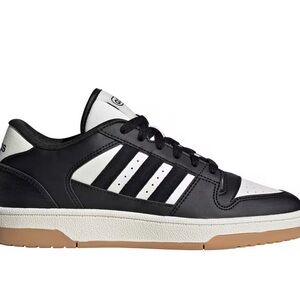 Adidas Men's Black and White Sneakers with Tan Sole